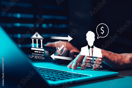 Принти на полотні Banking transaction security and customer verification concept