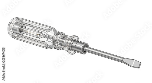 Valokuva Screwdriver with handle and metal shaft.
