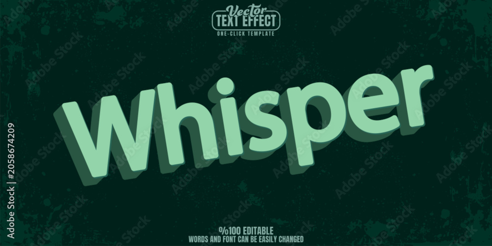 Obraz premium Whisper editable text effect, customizable retro and vintage 3d font style
