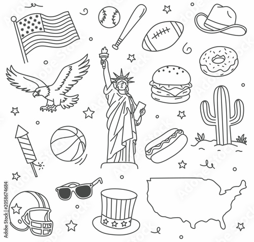 USA Patriotic and American Culture Doodle
