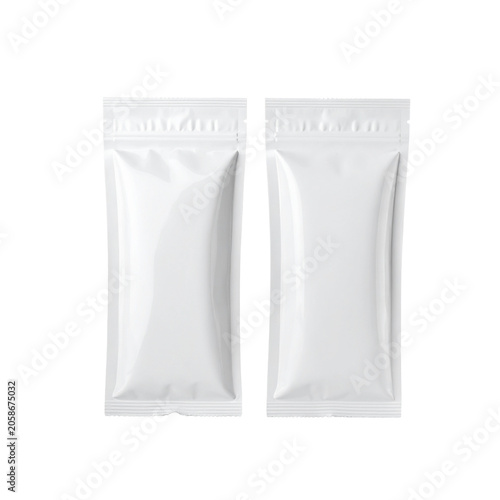 Two Blank Single-Serve Condiment Sachets Mockup Isolated on Transparent Background