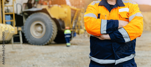 Foto Industry worker in high visibility jacket at site