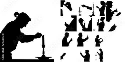 Tableau sur toile Person Lighting Candle Silhouette