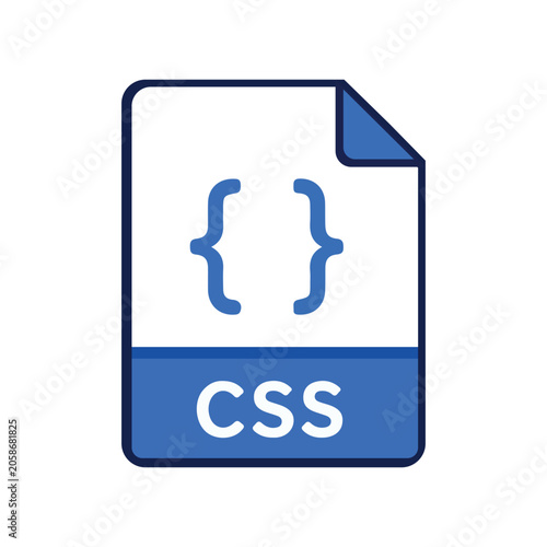 Blue CSS File Format Icon with Curly Braces for Web Coding
