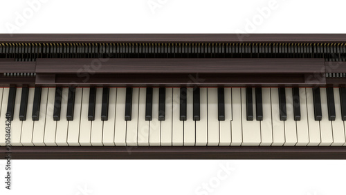Obraz na plátně Dark wood digital piano keyboard with ivory and ebony keys, isolated on transpar