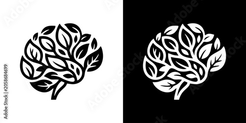 Quadro su tela Creative mind growth symbol featuring organic leaf design, representing environm
