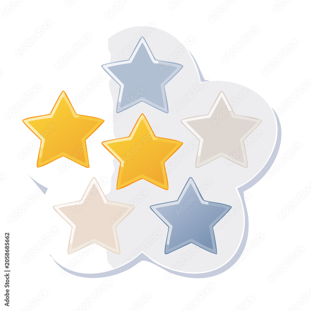 Obraz premium Cluster of colorful star shapes on white background