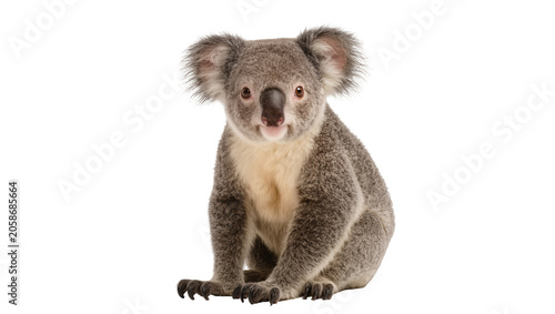 Canvas Print Fluffy grey koala sitting, isolated on transparent background