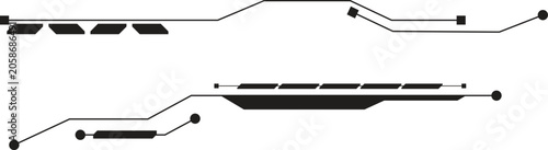 Futuristic abstract HUD elements interface digital vector illustration transparent background