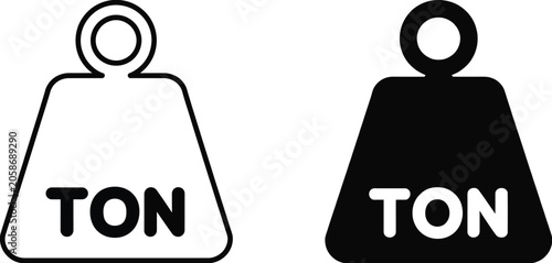 Photography Tonne Icons Featuring Vector Symbols for Weight Measurement, Cargo Capacity, and