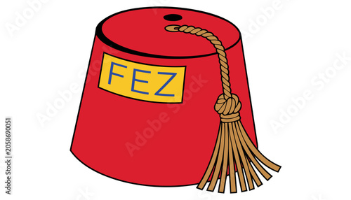 Fényképezés Very beautiful FEZ featuring rich red fabric, decorative tassel, traditional cra
