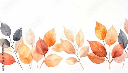 Autumn Leaves Watercolor Border