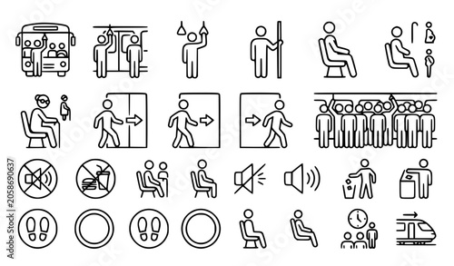Foto Public Transport Passenger Pictogram Icon Set Vector EPS 10