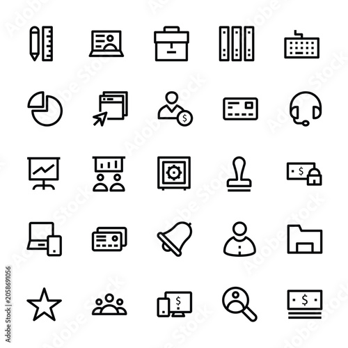Outline icons for Office and Business