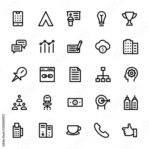 Outline icons for Office and Business