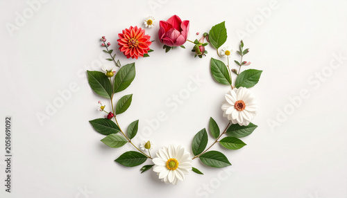 Floral Heart Wreath on White Background