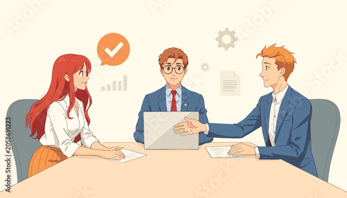 Business meeting illustration teamwork productivity project planning discussion concept