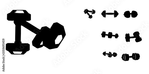 Dumbbell Pair Silhouette Symmetrical Shapes Clean Outline Vector Icon Pack