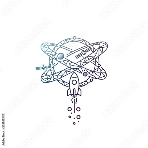 Blueprint style line drawing of a complex bicycle mechanism.