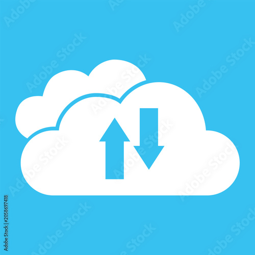 Cloud upload download arrows. Data transfer icon. storage symbol.
