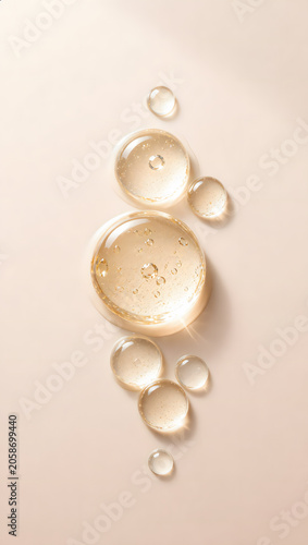 Kojic acid serum bubbles skincare background