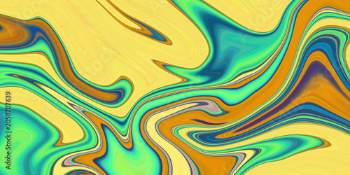 Φωτογραφία Abstract fluid painting with swirling yellow green and blue colors abstract pain