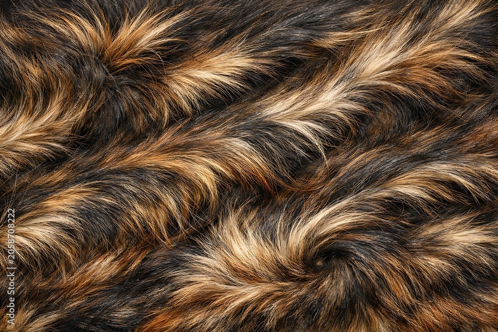 Naklejka premium close up of textured brown and black faux fur