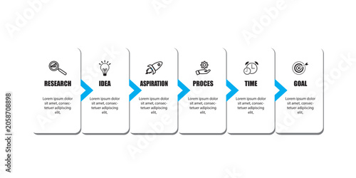 vector infografic design with icon anf 6 option or steps, infographics for business concept, Can be used for presentation banner, workflow layout, process diagram, flow chart, info graph