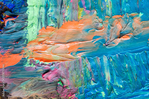 Obraz na plátně Full frame abstract texture of thick colorful paint strokes