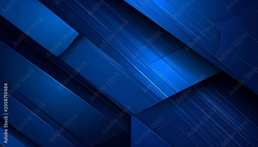 Fototapeta premium Abstract Blue Geometric Background with Diagonal Lines and Shapes.
