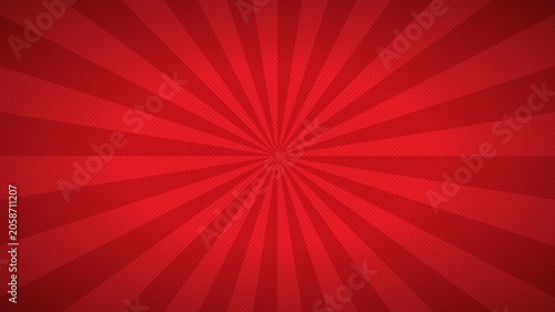 Red sunburst rays rotating with grainy halftone texture in retro comic style for vibrant background loops.