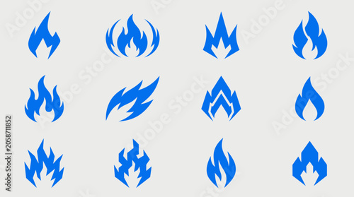 Blue flame icons representing gas energy and industrial heat