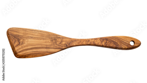 Obraz na plátne Olive wood spatula with distinctive grain pattern and hanging hole