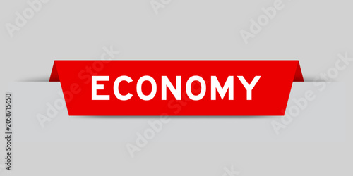 Obraz na plátně Red color inserted label with word economy on gray background