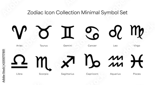 Zodiac Symbol Icon Set Minimal Vector Collection