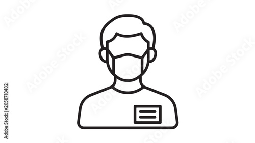 Fotografía Healthcare Worker Wearing a Protective Face Mask Icon with Headphones and Identi
