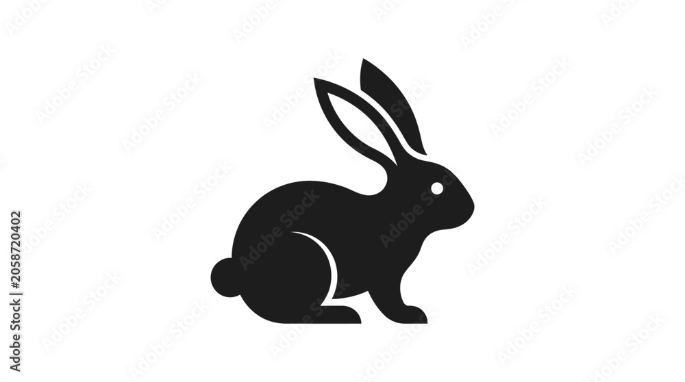 Fototapeta premium Black silhouette of a rabbit.