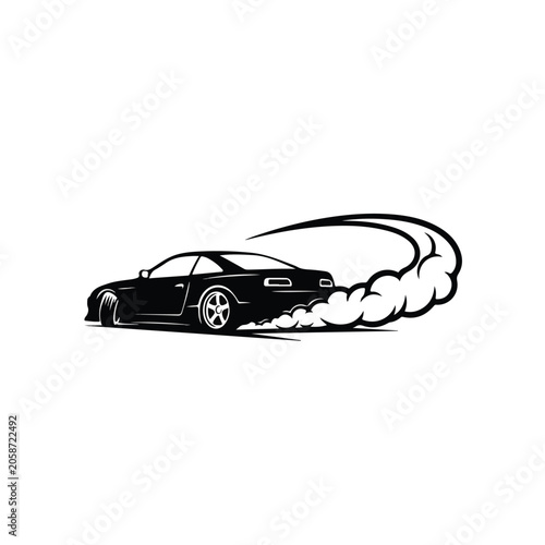 Sports Car Drifting with Smoke Trail