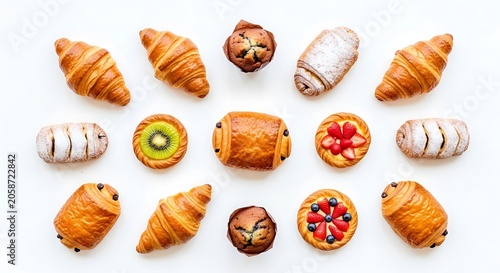Assorted Pastries Arrangement on White Surface