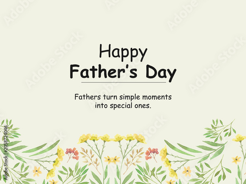 Minimalist cream background decorated with a floral leaf border and Happy Father's Day greeting