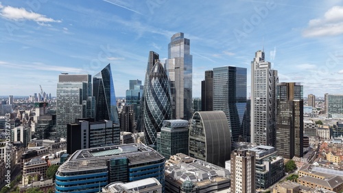 City of London Modern Skyscrapers Against a Blue Sky