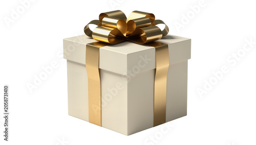 Cream gift box with gold ribbon and bow