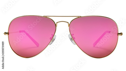 Tableau sur toile Aviator Sunglasses with Pink Mirrored Lenses and Gold Frame
