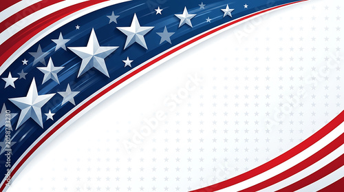 Abstract patriotic background with american flag elements and stars