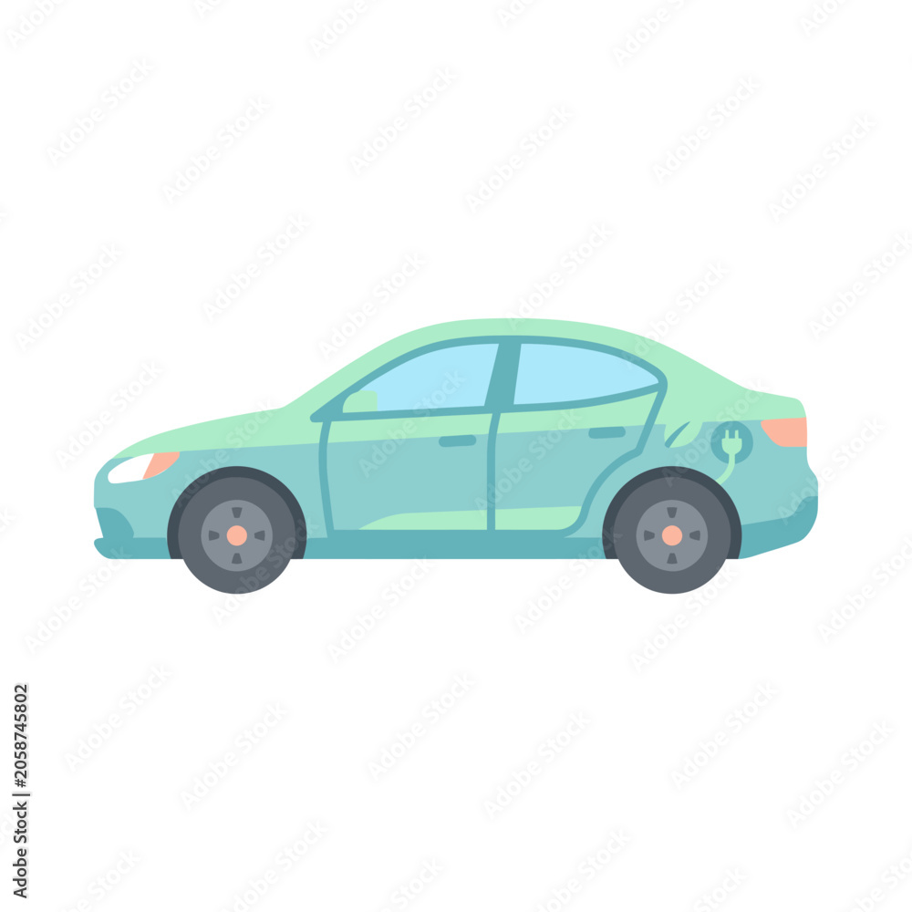 Fototapeta premium Teal sedan car side view.