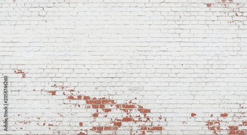 Photography White painted brick wall with distressed red brick texture
