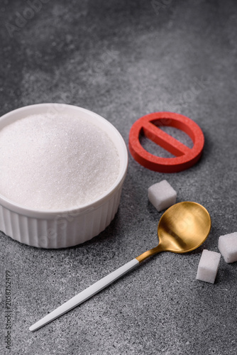 Obraz na plátně The sugar ban sign as a concept to stop the problem of diabetes and obesity