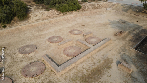 Konstfotografi Ancient harappa ruins showing grain threshing and blue dye workshop area pakista