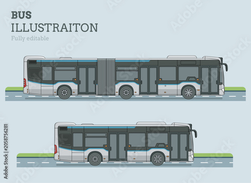 Bus Illustration. Commerical and private transportation vehicle mobile. Isolated vector concept. Fully editable.