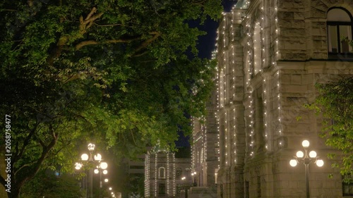 Victoria, BC, Canada – June 14, 2026: British Columbia Parliament Buildings with its iconic and distinctive exterior lighting arrays